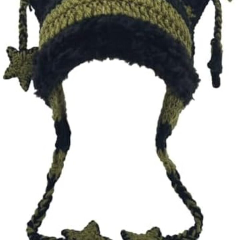 Women’s Y2K Cat Beanie Knit Hat Crochet Grunge Casual Accessories - Picture 2 of 8